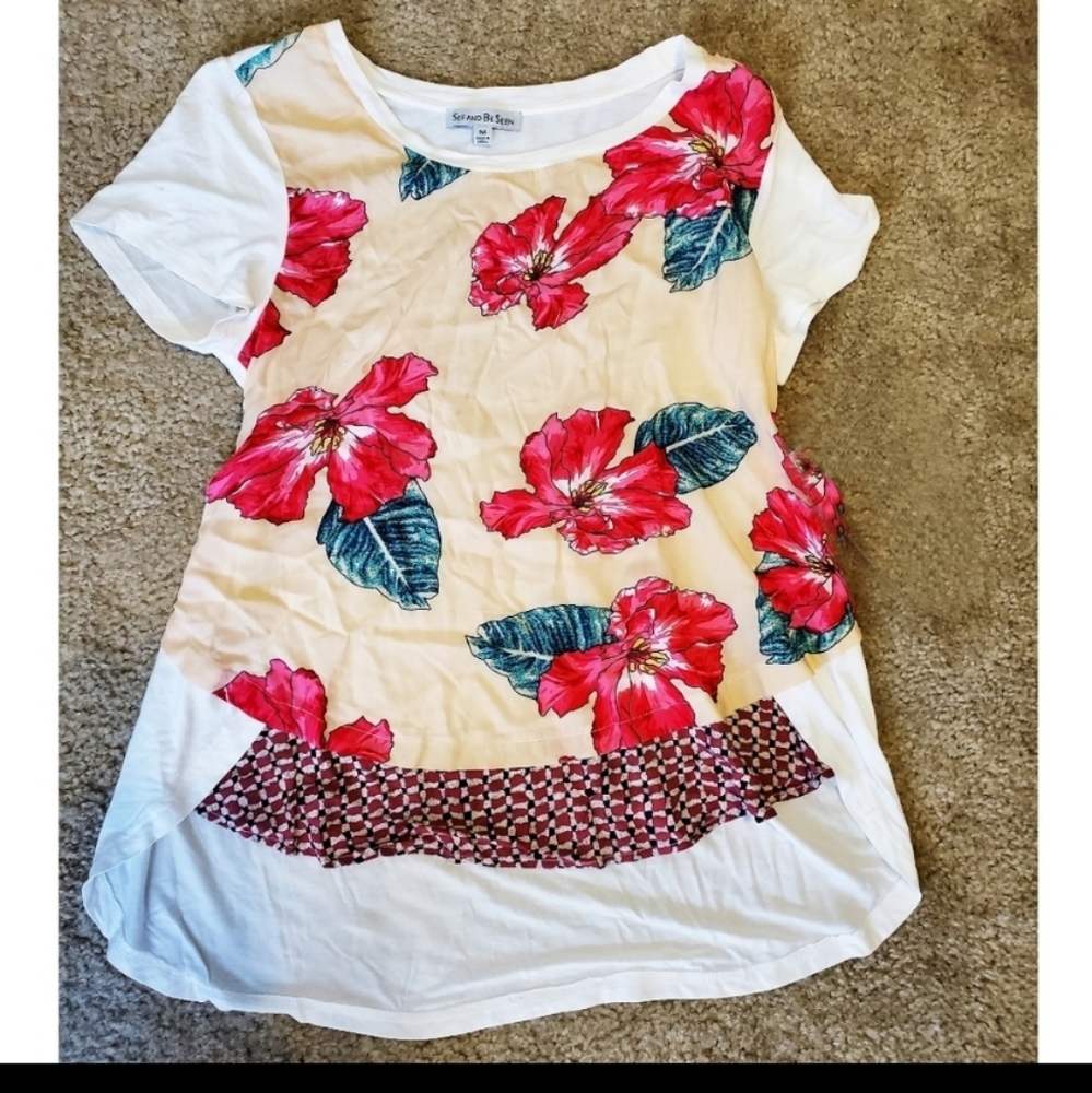 See and Be Seen Mixed Media Short Sleeve Top